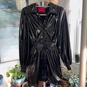 Signature8 shiny PU dress with balloon sleeves in black